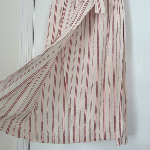 Zara High Waisted Red and White Striped Midi Wrap Skirt - Picture 6 of 11